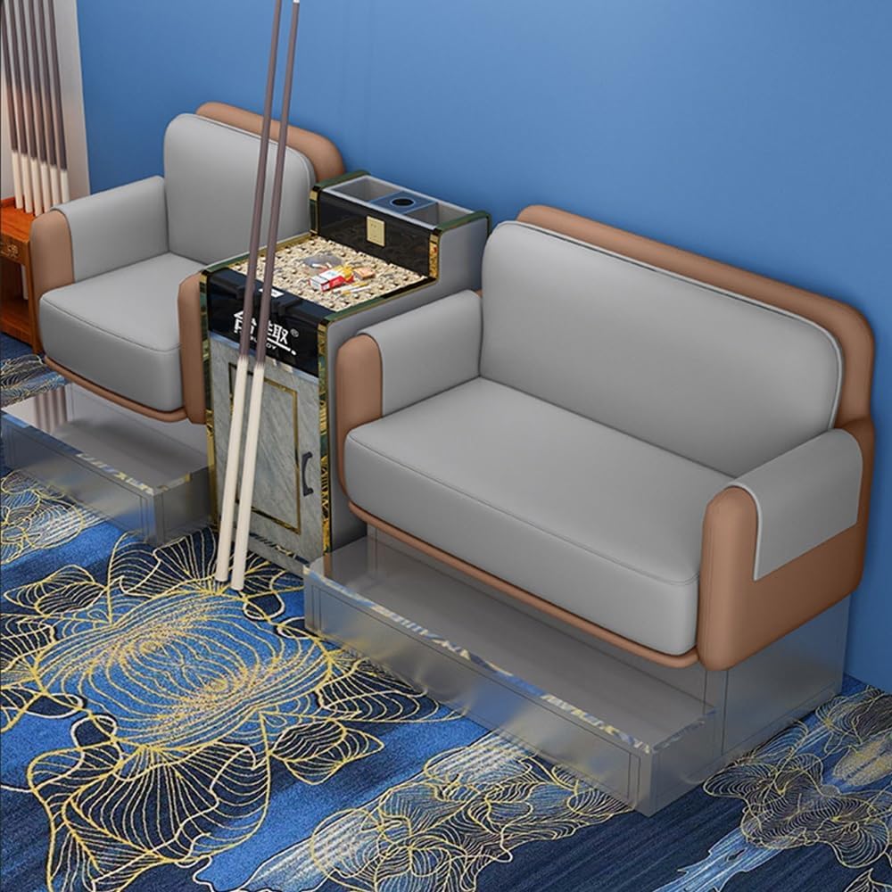 KIBONCY 3-Sitzer Kunstledersofa mit Holzbeinen Mehrfarbig