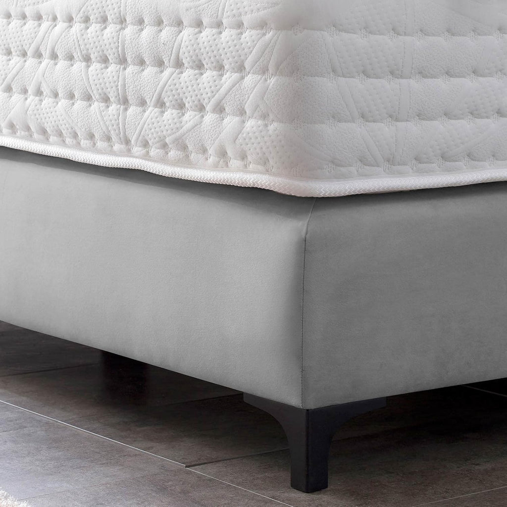 BettCo Boxspringbett London Velours Grau 140x200 Ohne Topper