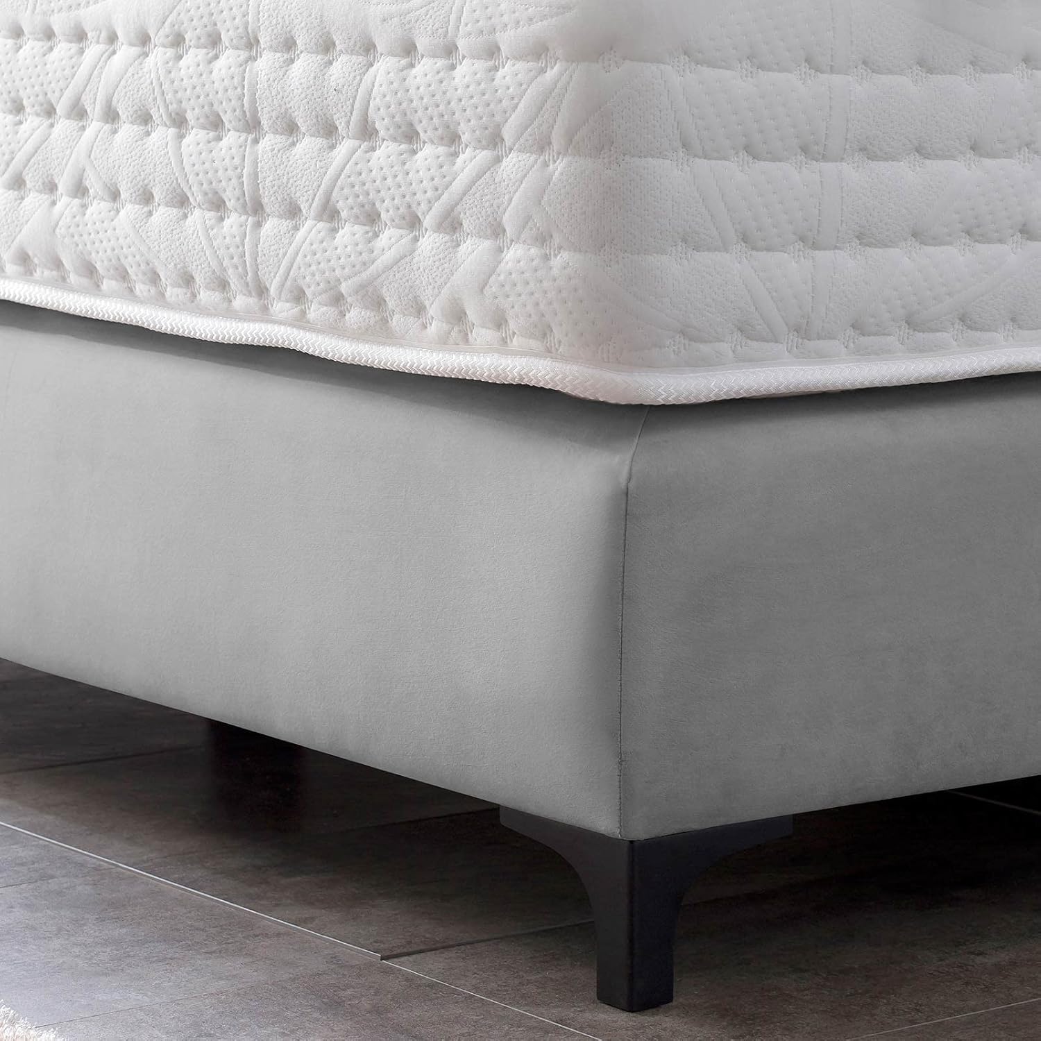BettCo Boxspringbett London Velours Grau 140x200 Ohne Topper