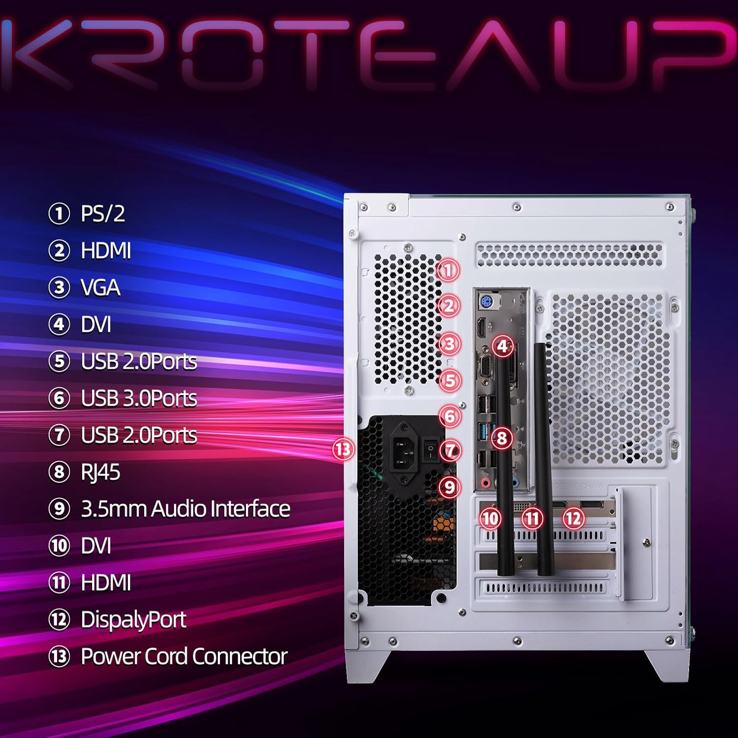 Kroteaup Gaming PC Desktop Intel Core i5 3.6 GHz 16 GB RAM 512 GB SSD Radeon RX 560 4G Windows 11