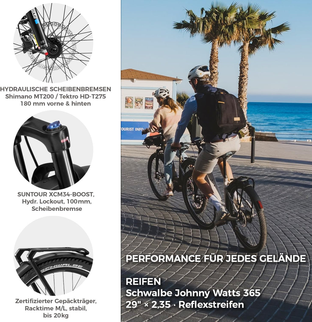DERUIZ Mica Pro Trekking E-Bike Tiefeinsteiger 27,5/29 Zoll 110 Nm