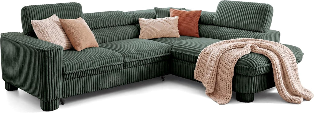 BROMARKT Cavello Ecksofa Mit Schlaffunktion Dunkelgrün Rechts