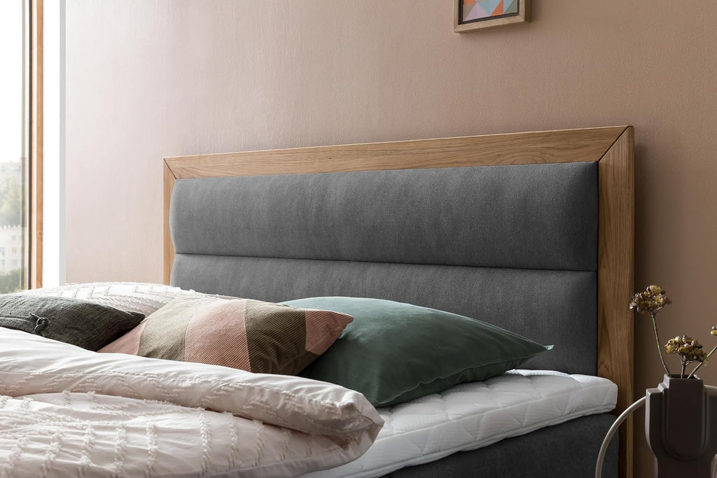Belanoti MODELA Boxspringbett 160x200 Elektrisch Verstellbar 7-Zonen Taschenfederkern Matratze Inkl Visco Topper Motor Anthrazit H2/H3