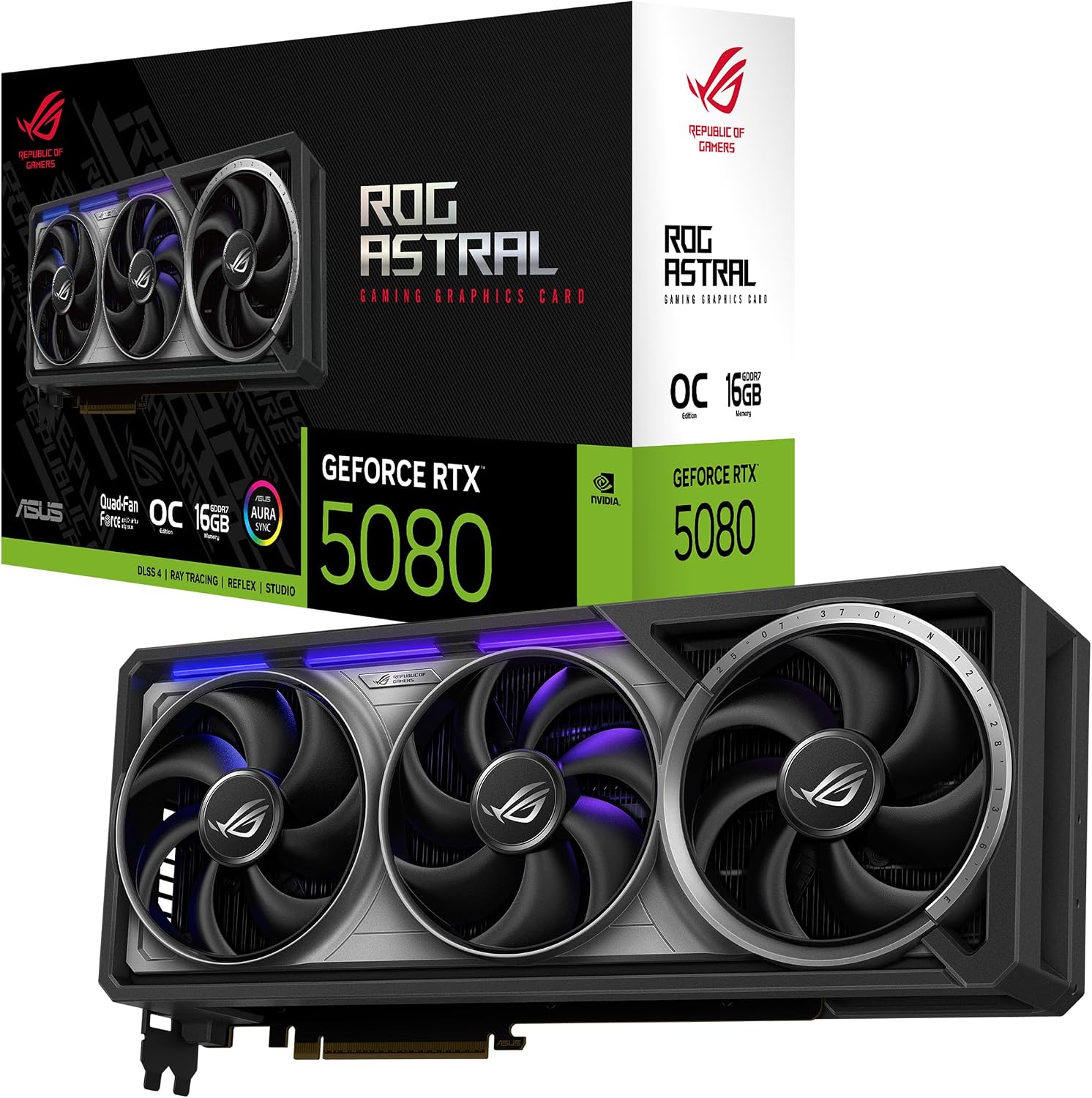 ASUS ROG Astral GeForce RTX 5080 16 GB GDDR7 OC Edition Gaming Grafikkarte Schwarz