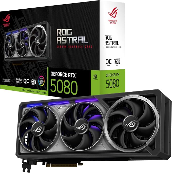ASUS ROG Astral GeForce RTX 5080 16 GB GDDR7 OC Edition Gaming Grafikkarte Schwarz