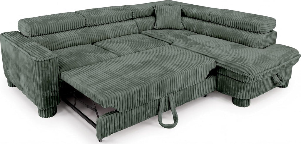BROMARKT Cavello Ecksofa Mit Schlaffunktion Dunkelgrün Rechts