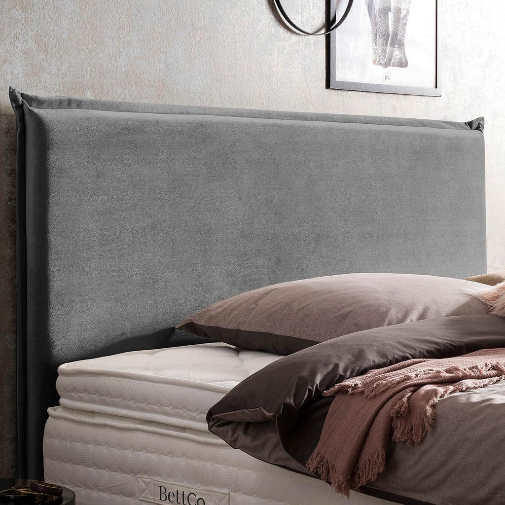 BettCo Boxspringbett London Samt Dunkelgrau 180x200 cm Ohne Topper 7-Zonen Taschenfederkern