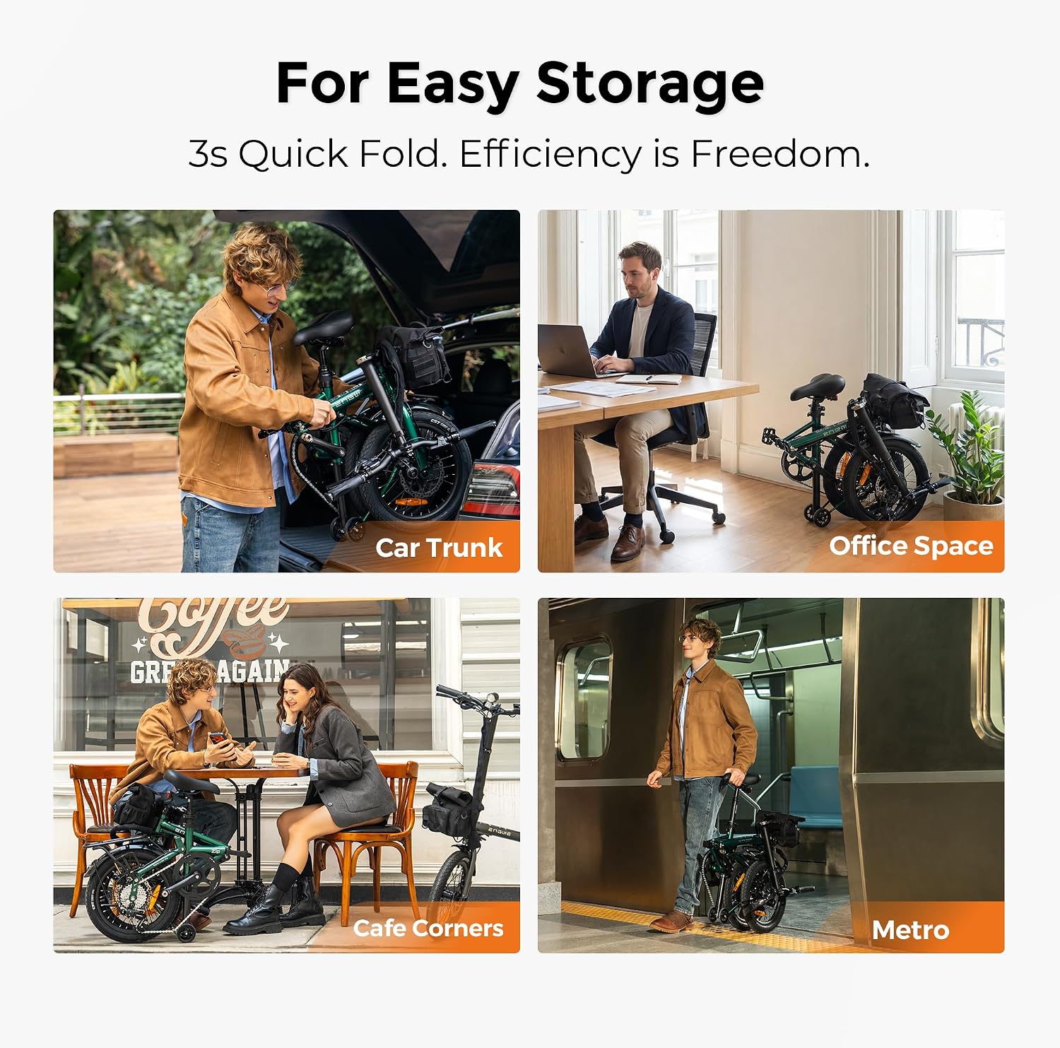 ENGWE Zip Faltbares E-Bike 16,9 kg 120 km Reichweite 36V 10Ah Akku 250W Motor Grün
