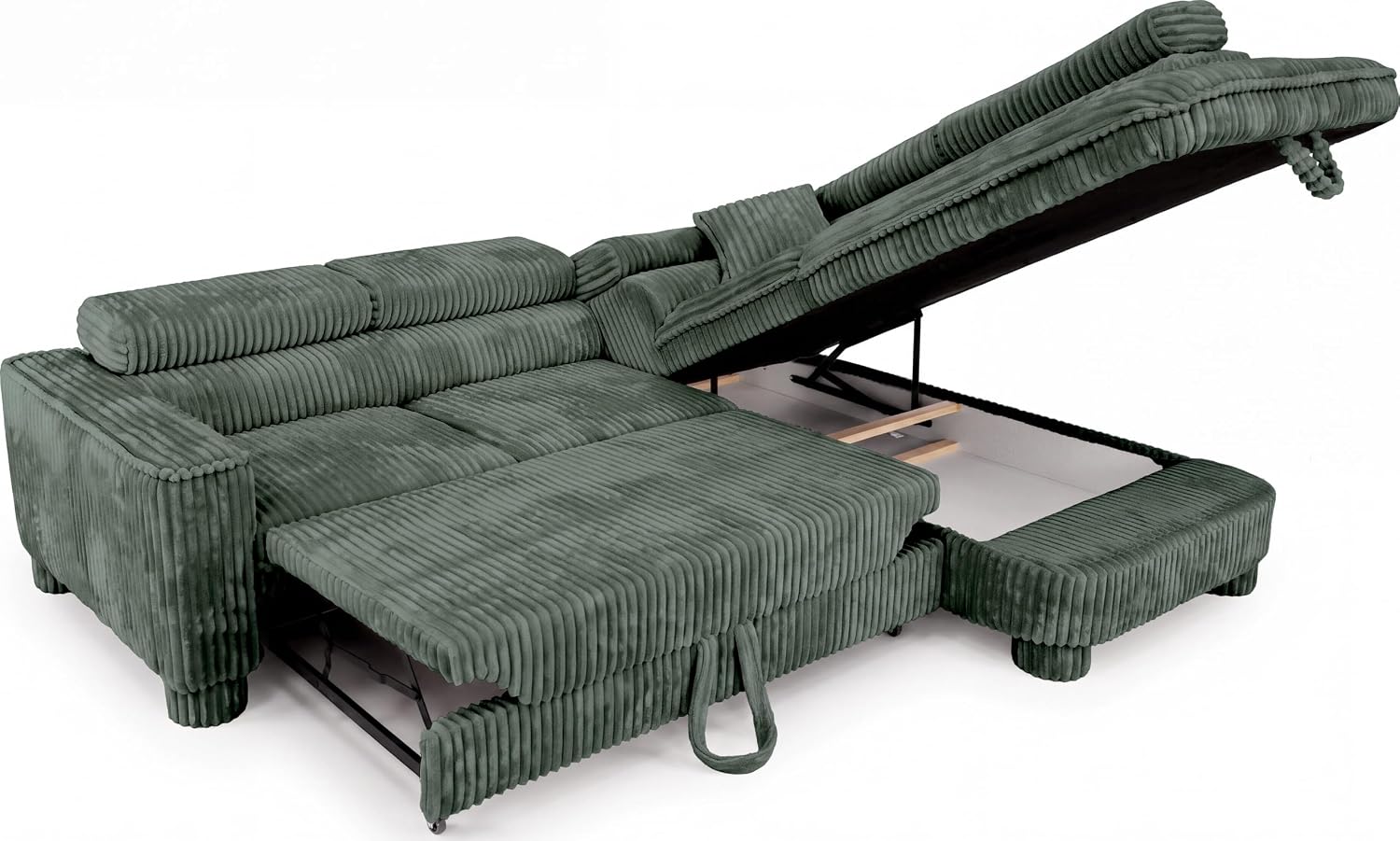 BROMARKT Cavello Ecksofa Mit Schlaffunktion Dunkelgrün Rechts
