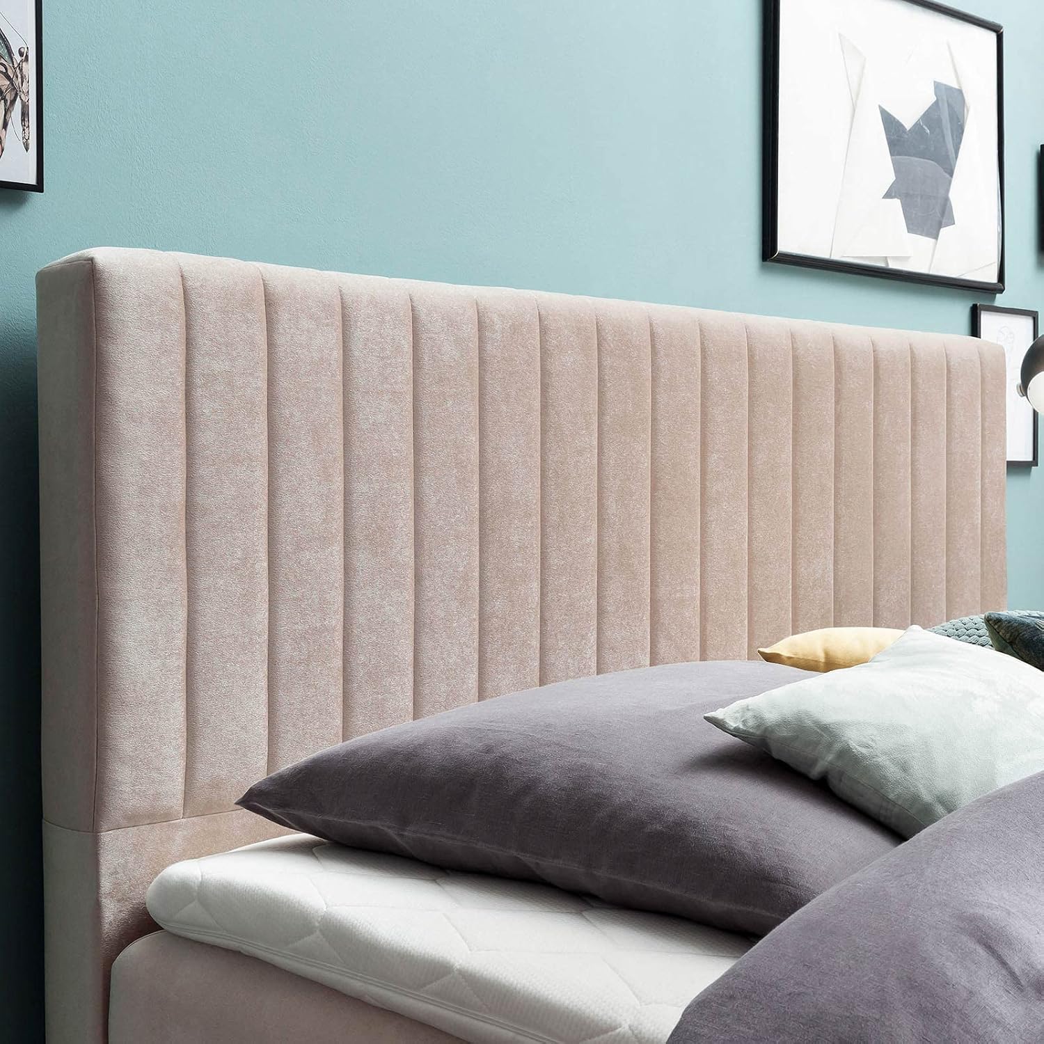 Bettco Boxspringbett Paris Samt 160X200 Ohne Topper Rosa