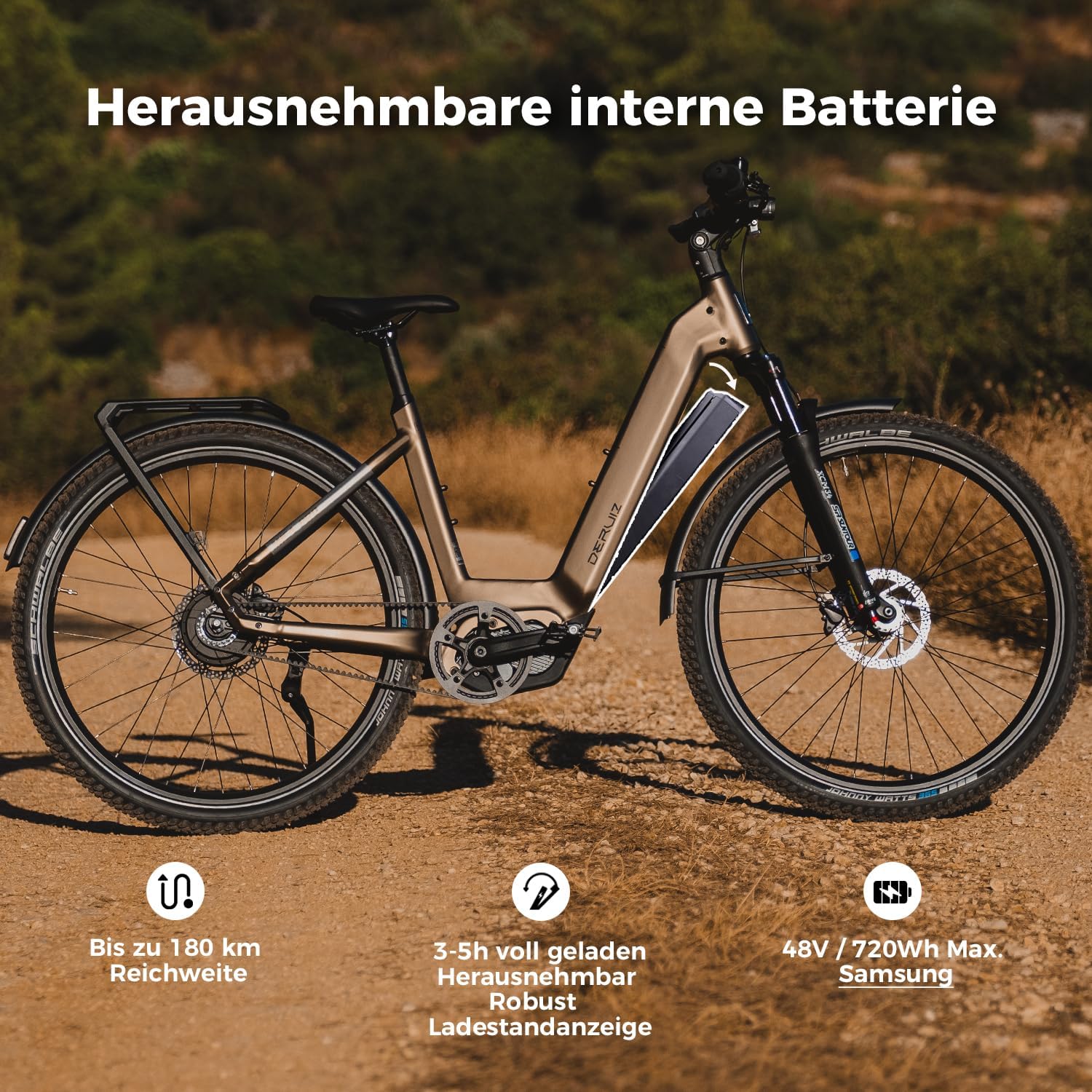 DERUIZ Mica Pro Trekking E-Bike Tiefeinsteiger 27,5/29 Zoll 110 Nm