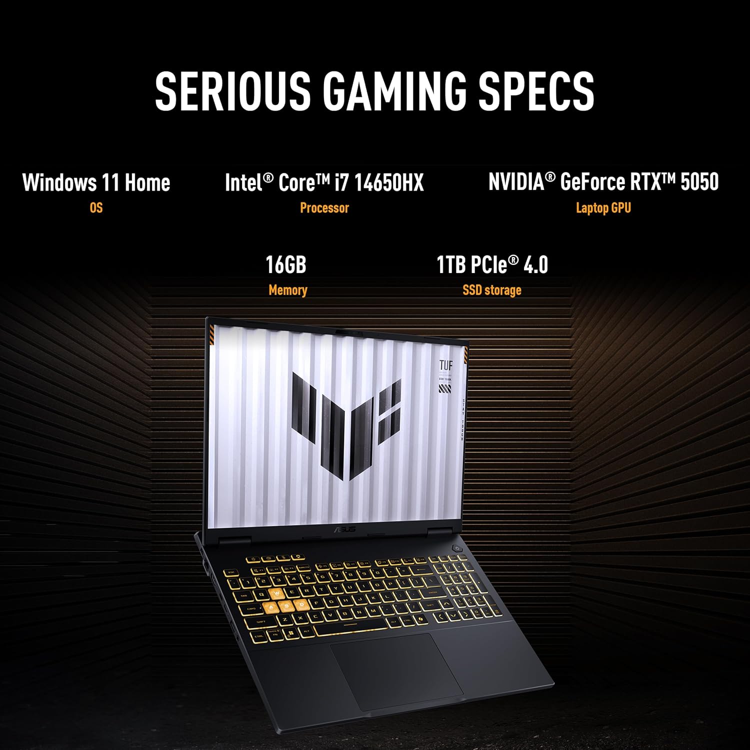 ASUS TUF Gaming F16 2025 16 Zoll FHD+ 165Hz IPS Gaming Laptop Core i7-14650HX RTX 5050 16GB DDR5 1TB SSD