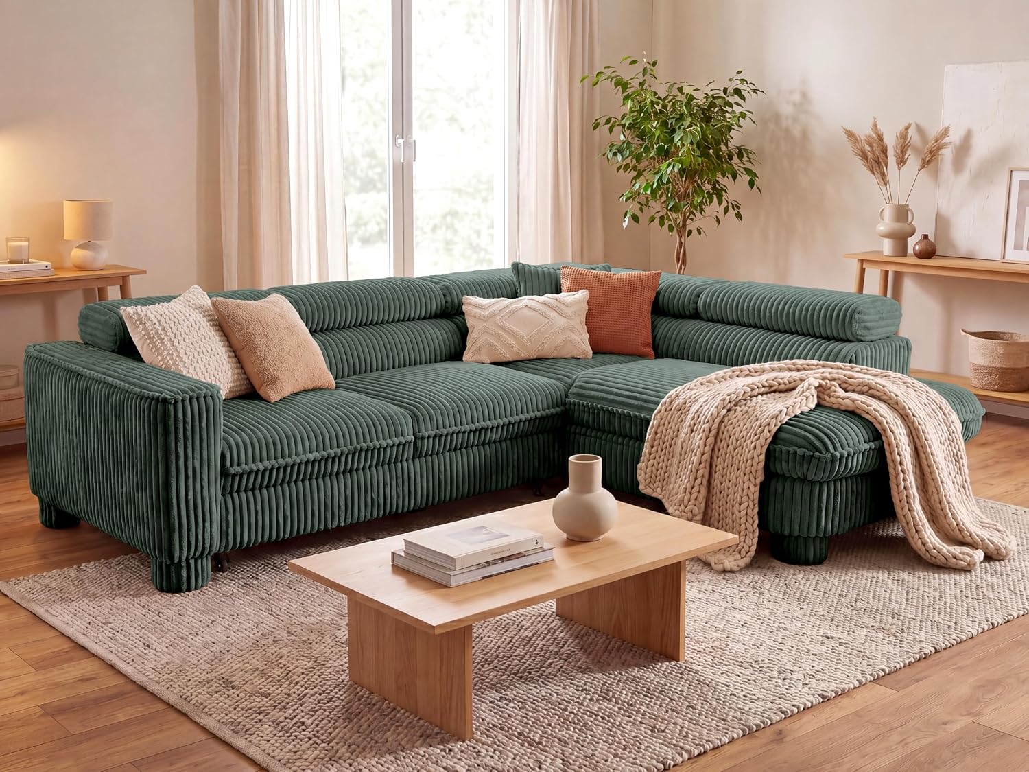 BROMARKT Cavello Ecksofa Mit Schlaffunktion Dunkelgrün Rechts