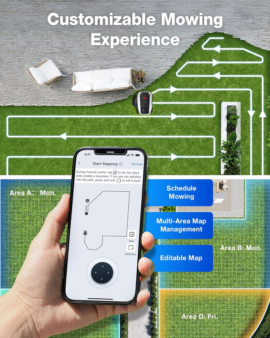 Ecovacs Goat O1000 Lidar Pro Mähroboter Mit Truedge Trimmer Für 1/4 Acre