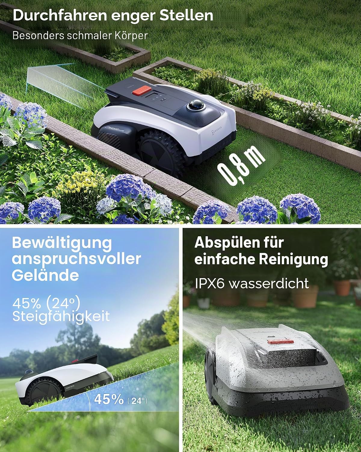 Ecovacs Goat O1000 Lidar Pro Mähroboter Mit Truedge Trimmer Für 1/4 Acre