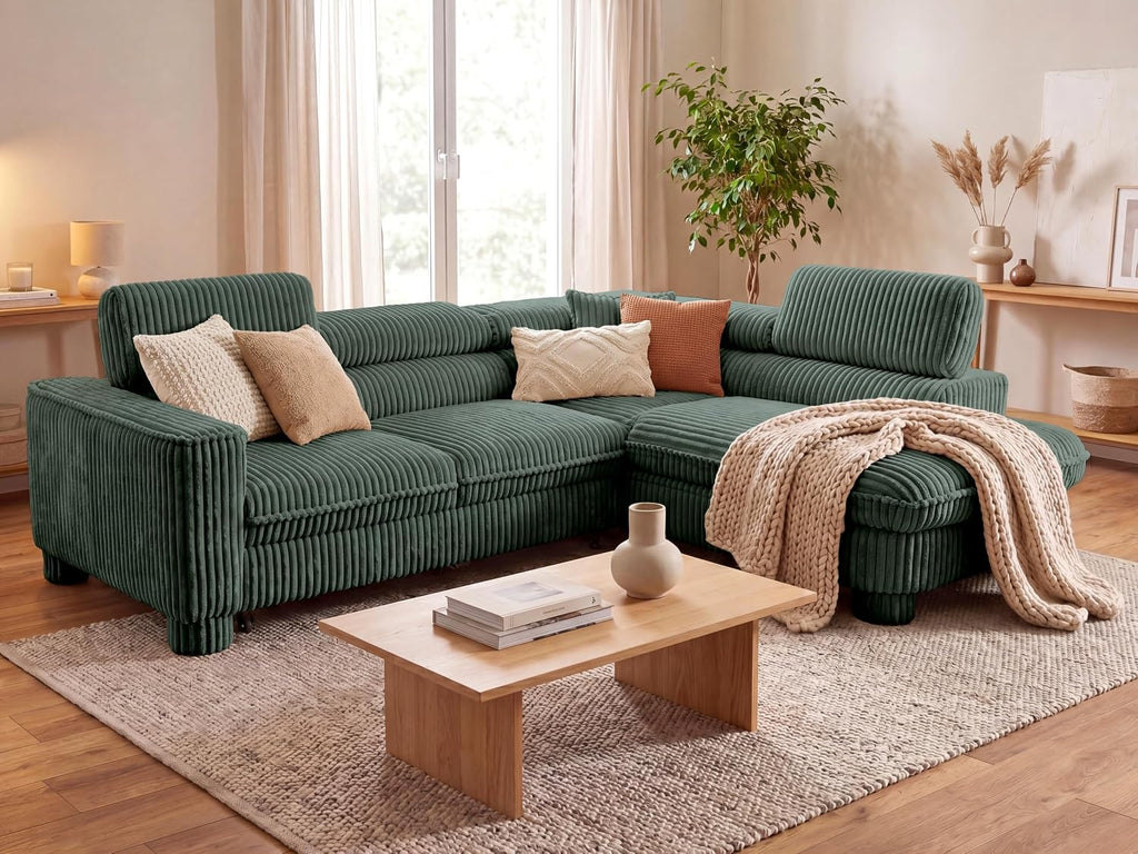 BROMARKT Cavello Ecksofa Mit Schlaffunktion Dunkelgrün Rechts